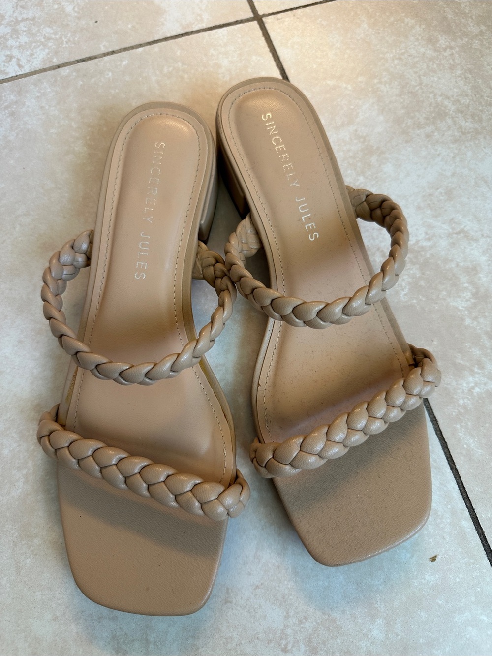 Sincerly Jules Neutral Braided Double-Strap Slide Sandals